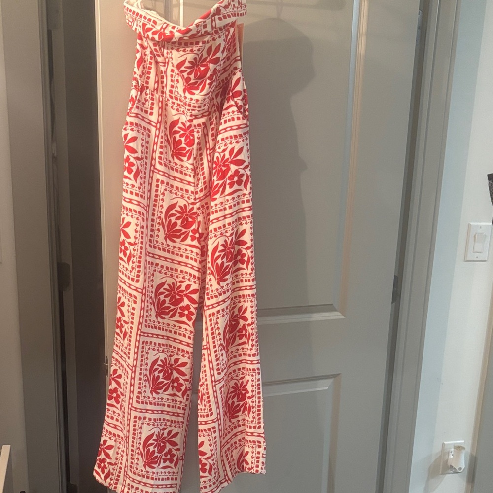Chic Red and White Women's Jumpsuit